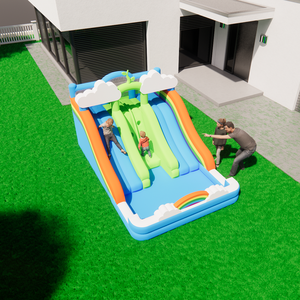 Castillo inflable para niños, parque acuático, casa de rebote con 2 paredes de roca deslizantes largas para uso en interiores y exteriores para juegos de agua en el patio trasero - Product Image 3