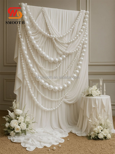 SMOOTH Hot Sales Giant White Pearl String Wedding Decoration Luxury Stage Background Draper Party Background Decoration - Product Image 5
