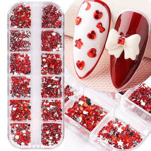 Adornos de <span class=keywords><strong>Uñas</strong></span> con Forma de Estrella, 12 Compartimentos, Resina, Diamantes de Imitación, Adhesivos para <span class=keywords><strong>Uñas</strong></span> con Logotipo Personalizado - Product Image 2