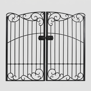 Portail à double battant en fer forgé traditionnel KHP, installation facile, commande manuelle, finition thermolaquée, durable pour usage extérieur - Product Image 1