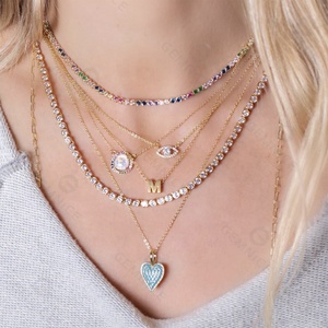 Collar con Colgante de Ojo Turco de Circonita Cúbica Chapado en Oro de 14K de Latón de Moda para Fiestas de Gemnel para Mujer - Product Image 2