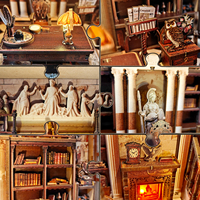 Maison de poupée en bois Y-TOP avec meubles et lumières, style vintage, mini-maison pour enfants, collectionneurs et passionnés de bricolage, maison de jeu 3D