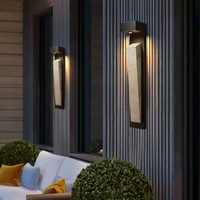 Lampe murale extérieure étanche à LED blanc chaud en acier inoxydable, longue bande, pour cour, villa, portail, allée longue, style pierre de grotte jaune