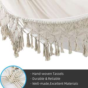 Woqi – hamac de <span class=keywords><strong>camping</strong></span> épais en coton simple à larges franges, hamac de voyage, livraison rapide - Product Image 6