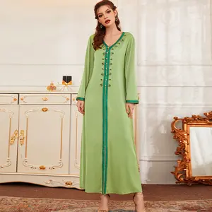 2023 Latest Design Hand Work Diamond Abaya Dubai Islamic Modern Abaya Muslim Clothing Long Dress For Woman Dubai Turkey Kaftan