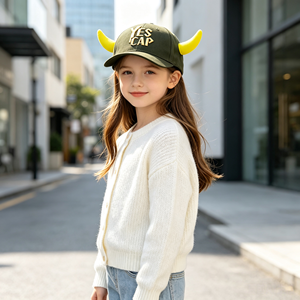 Cappellino da Baseball Personalizzato per Bambini con Corna 3D, Cappello da Sole Unisex per Bambini, Logo Personalizzato, Artigianato in Tessuto, per Feste, Attività all'Aperto, Streetwear - Product Image 5