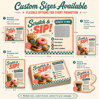 Cartes à gratter couleur pleine, design gratuit, impression brillante, bon de réduction pour hamburger et snack avec numéro de série individuel