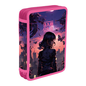Pink Black Student <b>Backpack</b> School Bag Cartoon Print Bookbag with Zipper Pockets for Daily School Use - Product Image 3