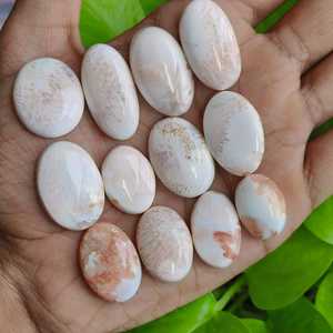 Lot de cabochons en scolecite 211CT, 12 pièces, pierres précieuses en vrac pour la fabrication de bijoux, exportateur OEM, fabricant Inde - Product Image 1