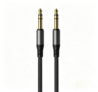 Kabel Audio TRS 10ft 6.35mm Langsung dari Pabrik OEM, Berlapis Emas, Cangkang Aluminium, Jalinan Dua Warna, Foil OFC untuk Mikrofon Speaker