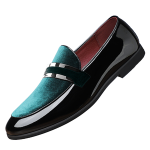Chaussures habillées formelles à enfiler pour hommes, mocassins en velours à bout pointu, pour affaires, mariage, bureau - Product Image 1