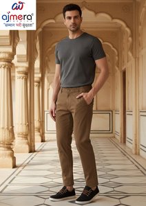 Pantalon droit pour homme, chinos décontractés, poches latérales, coupe classique, aspect denim délavé, tenue quotidienne, confortable et élégant - Product Image 3