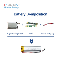 3.7v 800mAh Rechargeable plus petite batterie Lipo 801660 avec batterie au lithium-ion PCB pour pointeur laser électronique