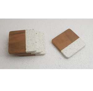 <b>Wood</b> Leaf Design Resin Round Coaster / Mats & Pads Gift Custom Accessories OEM India Best Selling Products - Product Image 5