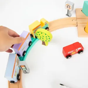 새로운 스타일 어린이 나무 트랙 기차 다채로운 구슬 접합 장난감 조기 교육인지 퍼즐 나무 장난감