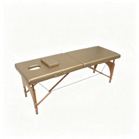 Table de massage pliable multifonctionnelle à 2 sections, cadre en bois, hauteur réglable, lit de spa