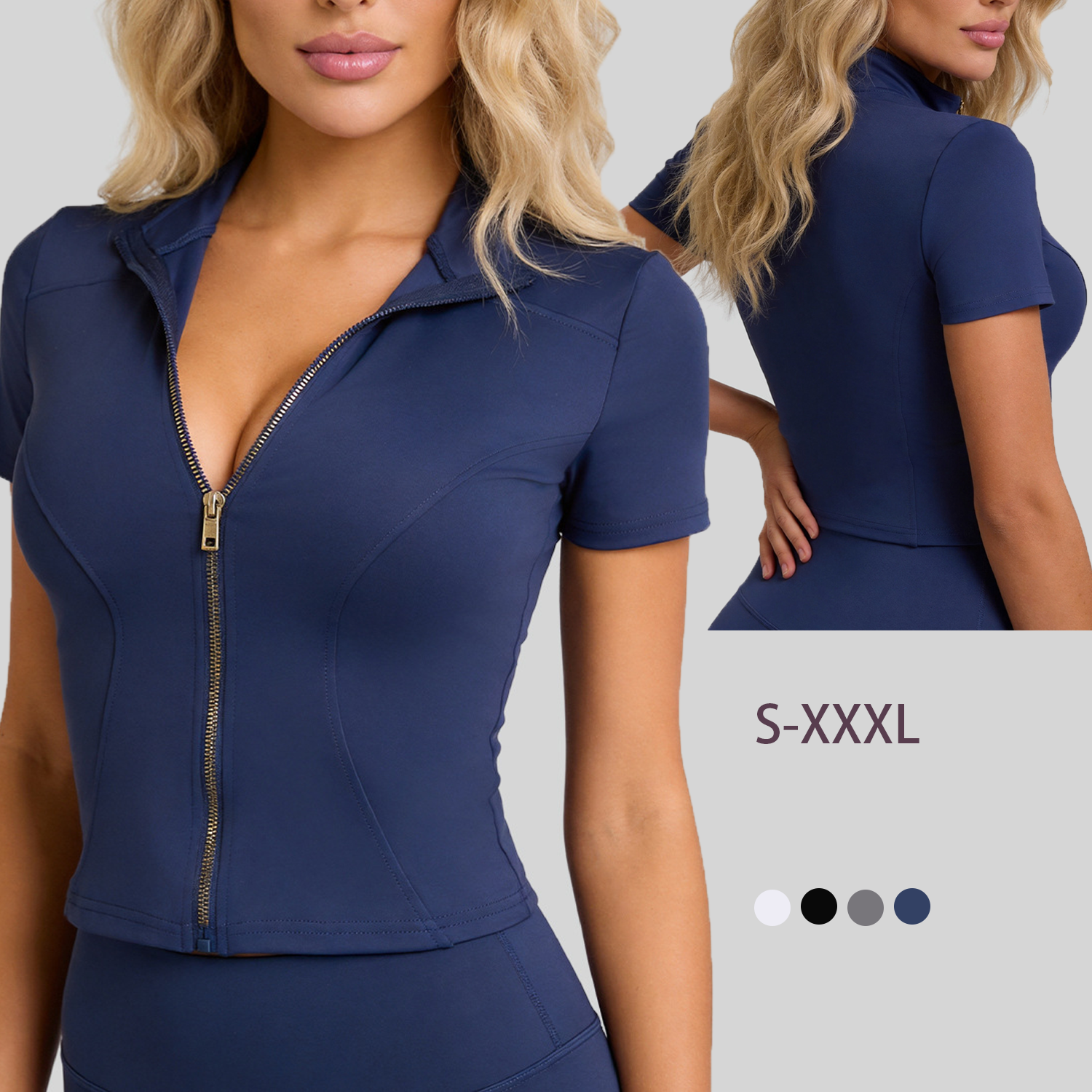 YIYI Women's Zip-Up Plus Size Yoga Jacket Short Fitness Yoga Wear Stand Neck Outdoor Running Gym Wear Yoga Top