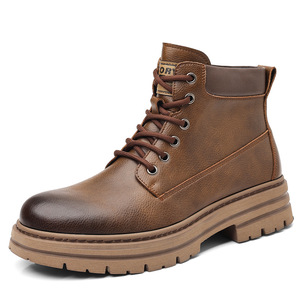 Bottes d'hiver pour hommes en cuir véritable, bout rond, doublure chaude en fourrure, semelle extérieure en caoutchouc, antidérapantes, semelle intermédiaire en EVA - Product Image 5