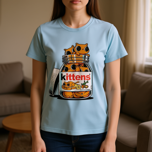 T-shirt Kitella con design grafico gattini azzurri in barattolo, abbigliamento unisex - Product Image 3