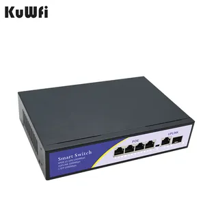 OEM ODM KuWFi Network Switch Ethernet 1000Mbps 4 8 16 24 POE 1 Uplink 1 SFP IEEE 802.3AF Gigabit POE Switch 4 port
