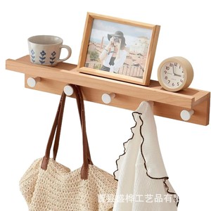 Estante de pared de estilo nórdico de madera con ganchos para almacenamiento y organización en la cocina. - Product Image 2
