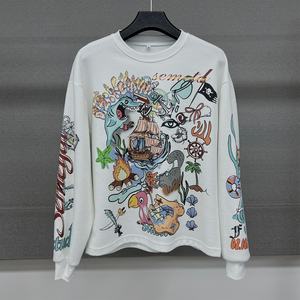 Custom High Quality Streetwear Waffle Thermal Shirt Printed Boxy Long Sleeve T Shirt Heavyweight Drop Shoulder Graphic T-shirt - Product Image 1