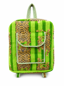 Quilted Cotton Durable Bohemian Student <b>Backpack</b> Tiger Stripe Print Detachable Strap 15 Inches Open Closure School <b>Travel</b> <b>Bag</b> - Product Image 2