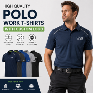 <b>Men</b> <b>92</b>% <b>Polyester</b> <b>8</b>% <b>Spandex</b> Breathable Stretch Uniform High Quality Polo Work <b>T</b> <b>Shirts</b> With Custom Logo - Product Image 1