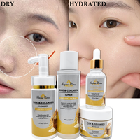 Ensemble de soins de la peau au riz coréen végétalien biologique, crème tonique au riz éclaircissante, sérum, soin de la peau pour peaux sèches
