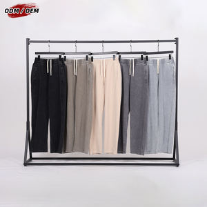 Pantalon droit en coton épais 430 g/m² style américain pour homme, 100 % coton, vintage, tissu éponge, batik, délavé, service OEM - Product Image 2