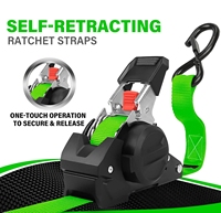 Sangles à cliquet rétractables automatiques robustes, résistance à la rupture de 1763 lb, 100 % polyester, attaches de fixation certifiées CE, longueur de 3 m, crochet en S