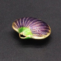 Perle d'espacement pour pendentif arrière, style vintage, émail traditionnel haute température bleu argenté, Cloisonm, 22*18mm, Coquille