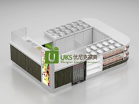 Kiosque à bonbons personnalisé pour centre commercial, comptoir de présentation de bonbons en vrac, kiosque de confiserie avec logo rétroéclairé, bacs à bonbons en acrylique