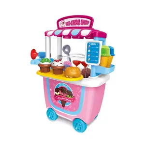 नाटक खेलने प्लास्टिक भंडारण गाड़ी आइस क्रीम दुकान खिलौना सिमुलेशन कैंडी आइस क्रीम निर्माता खिलौना बच्चों के लिए
