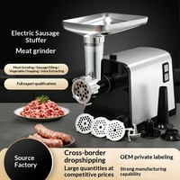 Hachoir à viande électrique multifonction entièrement automatique pour la maison, avec fonction de remplissage de saucisses, norme européenne 220V, en acier inoxydable, 800W, faible niveau sonore