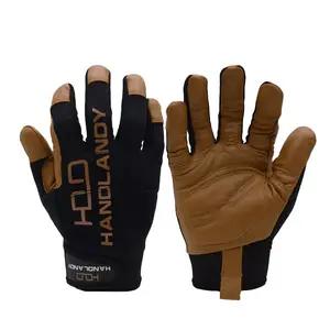 HANDLANDY Brown leather Work Gloves goatskin outdoor gloves Sheepskin Double Palm leather Work Gloves
