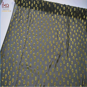 100% tinh khiết lụa Jacquard thổ cẩm vải voan lurex đen kim loại dệt đồng bằng nhuộm nhẹ chống UV váy đám cưới - Product Image 1