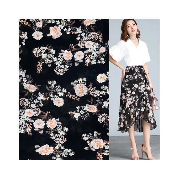 New Fashion Width 150cm Floral Pattern 100%Polyester Printed Woven Chiffon Fabric for Making Dress Suit