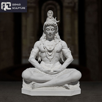 Sculpture en pierre naturelle extérieure religieuse marbre blanc seigneur hindou Ganesha Sculpture tête d'éléphant Statue de bouddha