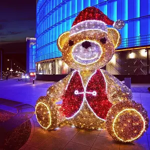 3D Teddy Bear with LED Light for Holiday Decoration Motif Lights Category