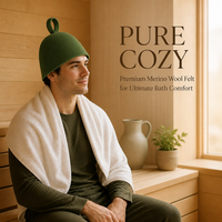 Chapeau en feutre de laine australienne vert forêt, fait main, isolant thermiquement, avec logo personnalisé, pour bain de vapeur, spa, sauna.
