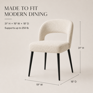 Wholesale Custom <strong>Dining</strong> <strong>Chair</strong> Iron Legs <strong>Mid</strong> <strong>Century</strong> <strong>Modern</strong> Style Ivory Boucl Upholstery Leisure <strong>Chair</strong> for Home Living Rooms - Product Image 2