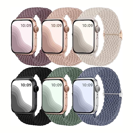 Tengyue Elastic Braided Nylon Watch Strap, Women's Pink Smartwatch Bracelet with Sliding Buckle Loop Design
