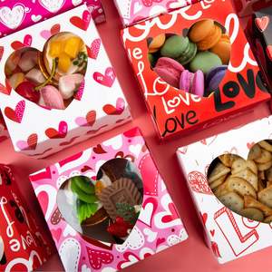 Panadería casera Fiesta Favor Regalo <span class=keywords><strong>San</strong></span> Valentín Cupcake Candy Cookie Treat Cajas con ventana <span class=keywords><strong>de</strong></span> corazón - Product Image 3