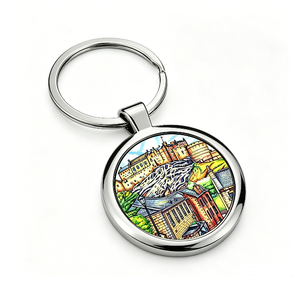 Llavero Redondo de Metal con Diseño de Castillo de Dibujos Animados, Aleación de Zinc, Impresión Digital, Recuerdo, Regalo - Product Image 3