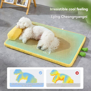 Cama de ratán transpirable para perros con alfombrilla y almohadilla de hielo Almohada de cuello gruesa antiarañazos y resistente al desgaste para protección del cuello - Product Image 4