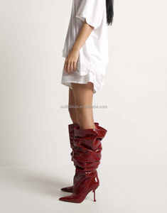 Bottes de genou en cuir d'agneau à talon aiguille pour filles en rouge AM Anok Bottes de cuisse en Nappa <span class=keywords><strong>Sexy</strong></span> 105 Jahleel Bottes de genou en cuir pour femmes - Product Image 3