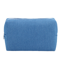 Logo personnalisé Denim maquillage trousse de toilette fermeture éclair sac personnalisé Jeans tissu cosmétique papeterie Tech accessoires organisateur