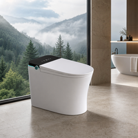 Toilette intelligente avec télécommande, siège chauffant, double chasse d'eau, fonctionnement automatique, fixation au sol, cuvette allongée, options P-Trap et S-Trap