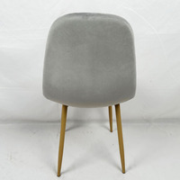 Chaise de salle à manger en velours gris avec pieds noirs, chaise de salon, chaise de café, chaise nordique